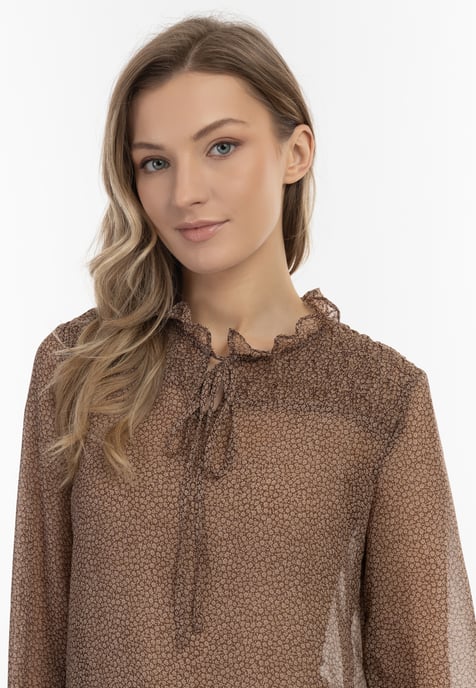 Dreimaster Bluse Damen braun-wollweiß - Image 5