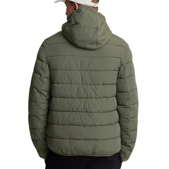 Lyle & Scott Branded Logo Hooded Olivgrüne Pufferjacke - Image 3