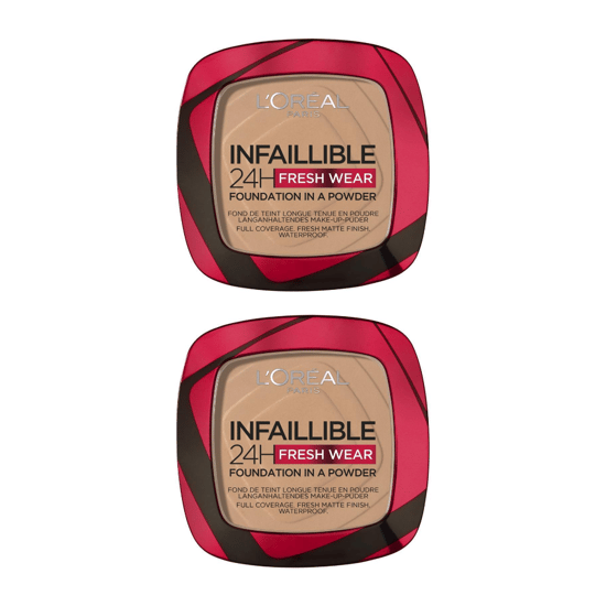 2 x L'Oréal Paris Infallible 24H Frischer Wear Puder-Foundation 9g - 220 Sand - Image 1