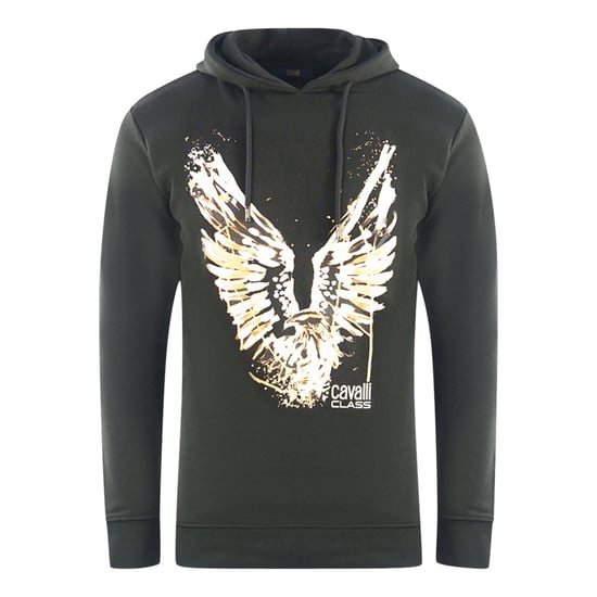 Cavalli Class Goldener Adler Logo Schwarzer Hoodie - Image 1