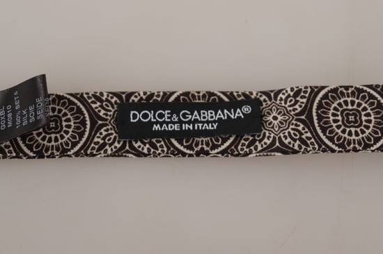 Dolce & Gabbana Black white 100% Silk Adjustable Neck Papillon Men's Tie