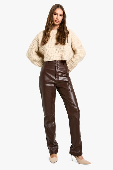 High Waisted PU Trousers - Image 1