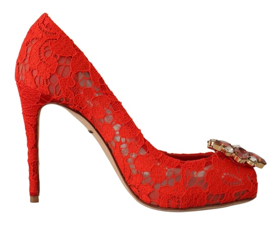 Dolce & Gabbana Rote Taormina Spitzen-Glitzer-Pumps für Damen - Image 1