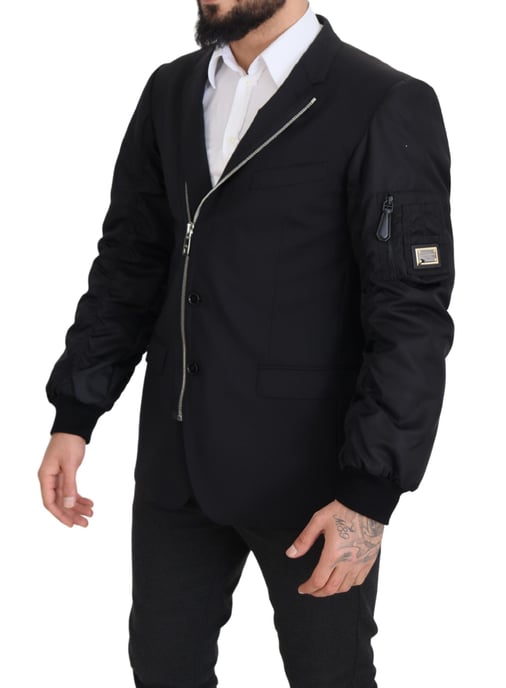 Dolce & Gabbana Schwarze Wolljacke mit Vollem Reißverschluss und Langen Ärmeln für Herren - Image 6