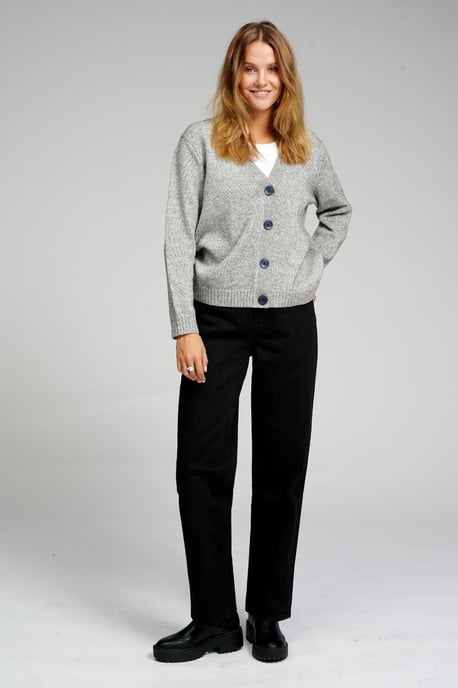 Knitted Cardigan - Light Grey Melange