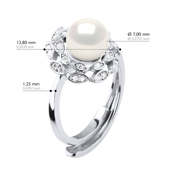 Ring Blume Schmuck - Echte Süßwasser-Zuchtperle rund 7-8 mm - Image 2