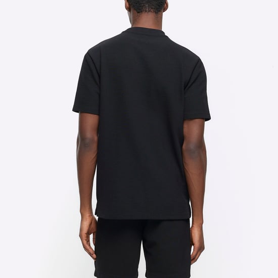 River Island Mens T-Shirt Black Regular Fit Textured Pocket