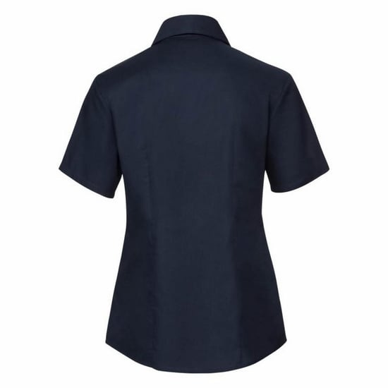 Russell Collection Easy Care Oxford Bluse, Kurzarm (Marineblau) - Image 2