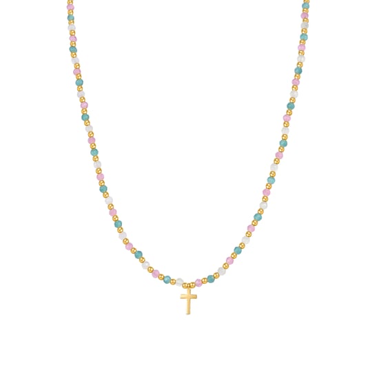 Luxenter Halskette aus 925er Sterlingsilber mit mehrfarbigem Kristall in 18K Gelbgold - Liwa - Image 1