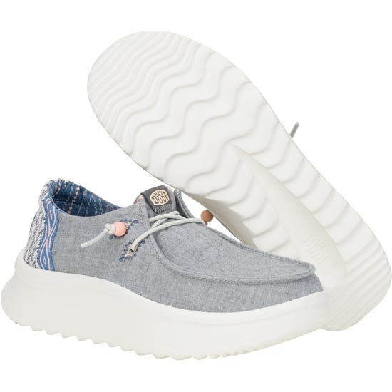 HEYDUDE Wendy Peak Chambray Woven Polyester Damen Grau Loafers - Image 3
