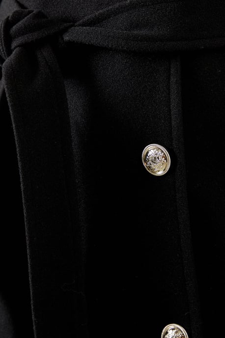 Knitted Collar Button Through Wrap Coat