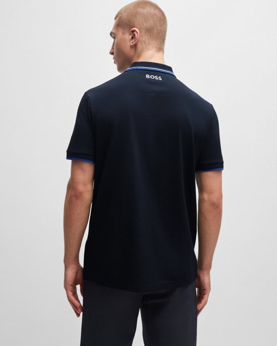 BOSS Green Paddy Pro Mens Cotton Blend Polo Shirt With Contrast Logos NOS - Image 3