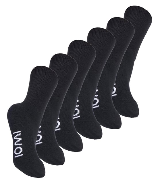 IOMI - 6 Paar Multipack Kinder Baumwolle Diabetiker Socken mit Gentle Grip - Schwarz - Image 1
