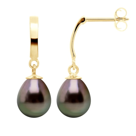 Ohrringe Prestige Artikuliert aus Gelbgold 375 und echten Tahiti-Zuchtperlen 8-9 mm - Image 1