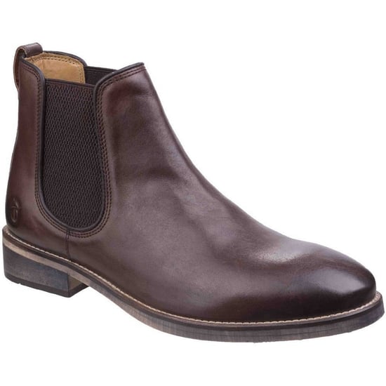 Cotswold Mens Corsham Town Leder Pull On Casual Chelsea Ankle Boots (Dunkelbraun) - Image 1