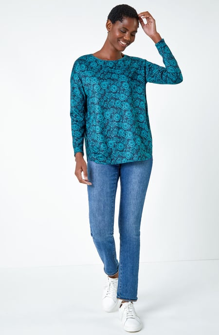 Floral Soft Stretch Jersey Top