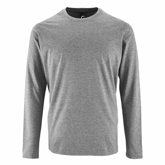 SOLS Herren Imperial Langarm T-Shirt (Grau meliert) - Image 1