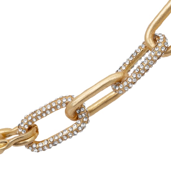 Gold Chunky Pave Link Chain Necklace