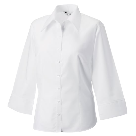 Russell Collection Womens/Ladies 3/4 Sleeve Tencel® Fitted Shirt (White)
