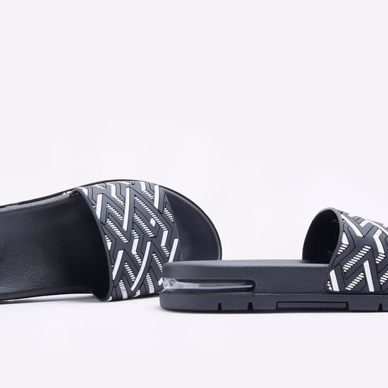 River Island Mens Sliders Black Geometric Print Bubble Detail