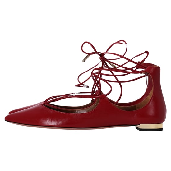 Aquazzura Christhy Schnür-Ballerinas aus rotem Leder - Image 2