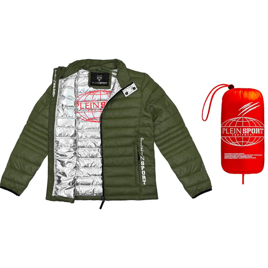 Plein Sport Schlichte gefütterte grüne Jacke - Image 3