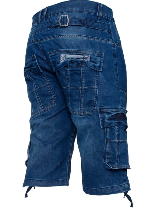 Enzo Herren Cargo Combat Denim Shorts - Image 2
