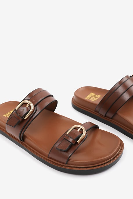 Wheres That From Womens 'Abril' Flatform Sandal With Double Buckle Strap Details