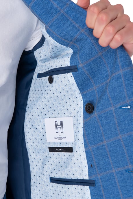 William Blue Check Double Breasted Suit