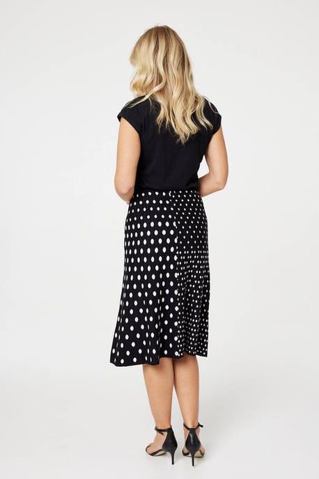 Black Polka Dot A-Line Knit Skirt
