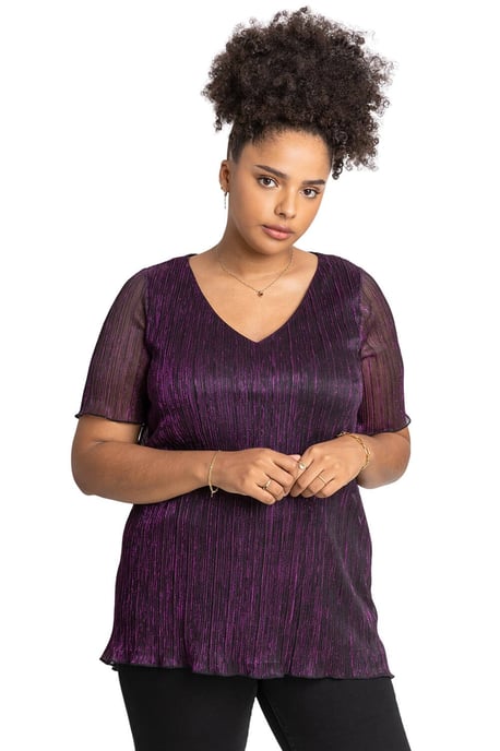Curve Metallic Plisse Top