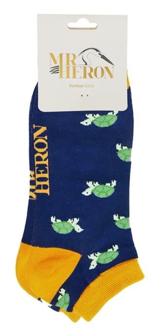 Herren Bambus-Trainersocken | Herr Heron | Tier Thema atmungsaktiv Low Cut Sneaker Socken - Schildkröten (Navy) - Image 2