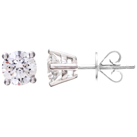 Diamond Stud Earrings, 18ct White Gold IJ/I Round Brilliant Certified Diamond Earrings, 1.00ct Diamond Weight