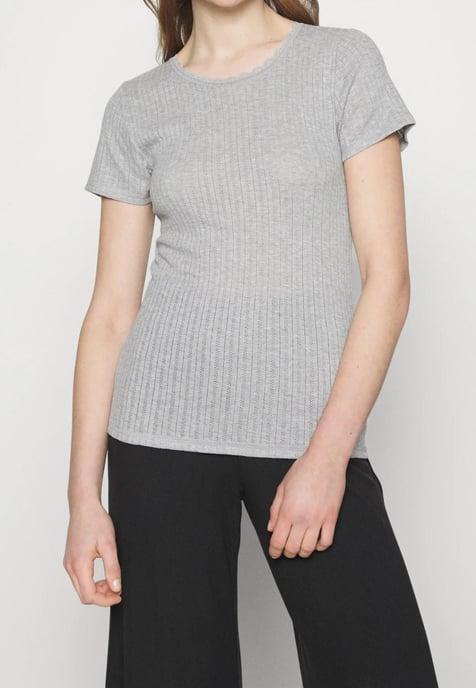 Womens 2 Pack Thermal Pointelle Short Sleeve Tops in Grau/Schwarz - Image 4