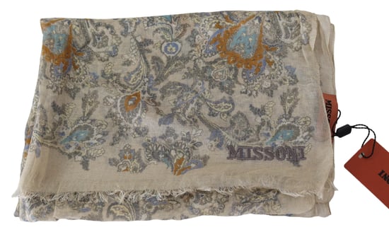 Echarpe unisexe Missoni en cachemire baroque beige pour hommes - Image 3