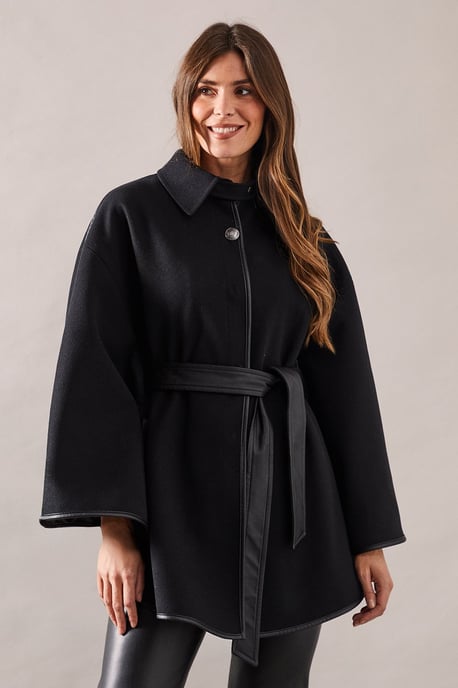 Wool Mix Belted Cape