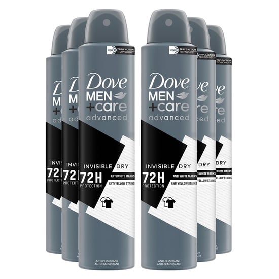 Dove Anti-Perspirant Men+Care Advanced Invisible Dry 72H Protection Deo, 200ml, 6 Pack