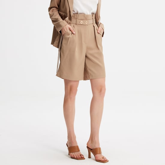 Bermudashorts mit hoher Taille und Falten - Image 2