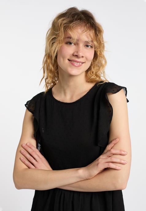 Dreimaster Midikleid mit Rüschen Damen SCHWARZ - Image 5