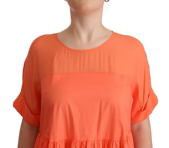 Twinset Damen Korallen Kurzarm Baumwoll Maxi Shift Kleid - Image 4