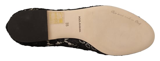Dolce & Gabbana Damen Schwarze Taormina Spitzen-Crystal Slipper Schuhe - Image 4