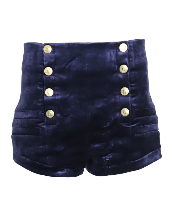Pierre Balmain Militärblazer und Shorts-Set aus blauer Samt - Image 6