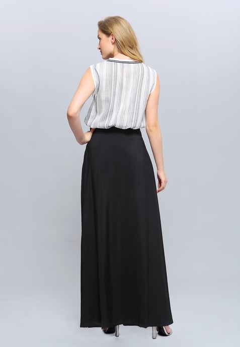 Langes Bi-Material-Top mit V-Ausschnitt - Image 5