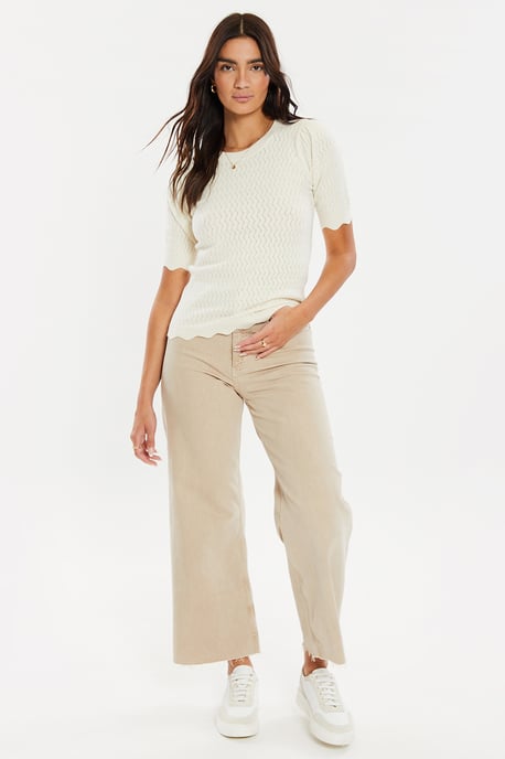 Stone 'Auckland' Pointelle Knitted T-Shirt