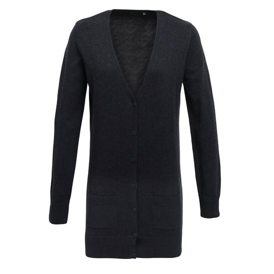 Premier Womens/Ladies Longline V-Ausschnitt Strickjacke (Charcoal) - Image 1
