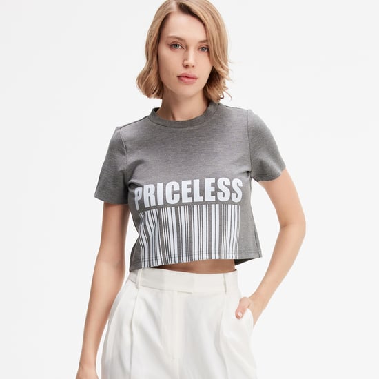 Typo-Druck Crop-T-Shirt - Image 1