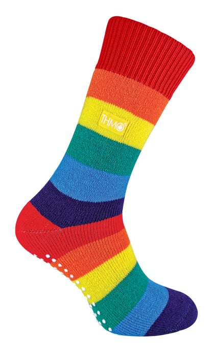 THMO - Herren & Damen Warme Thermische Rutschfeste Regenbogen Socken für den Winter - Image 1