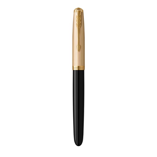 Parker 51 Fountain Pen Delux Black Medium 18k Gold Nib Black Ink Gift Box