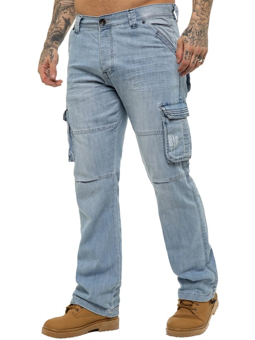 Enzo | Herren Cargo Combat Jeans - Hellblau - Image 1