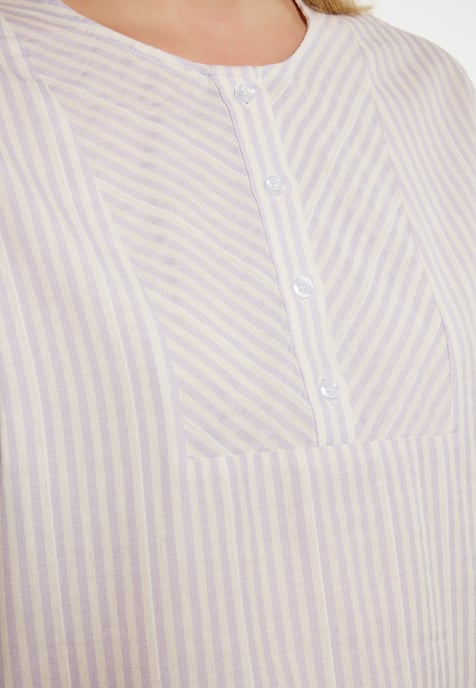Dreimaster Bluse Damen Helllila Wollweiss - Image 5